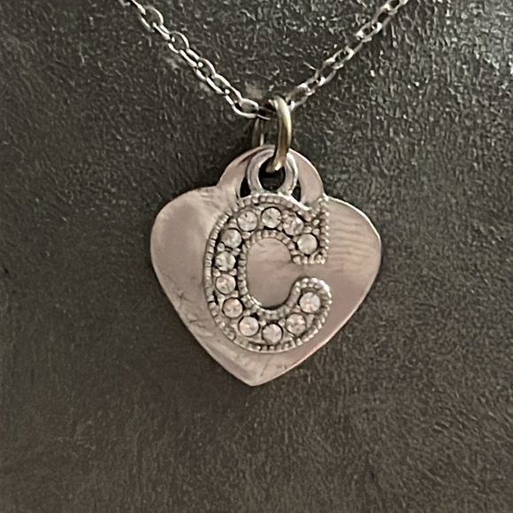 Silver Tone “C” initial Necklace - Picture 2 of 5